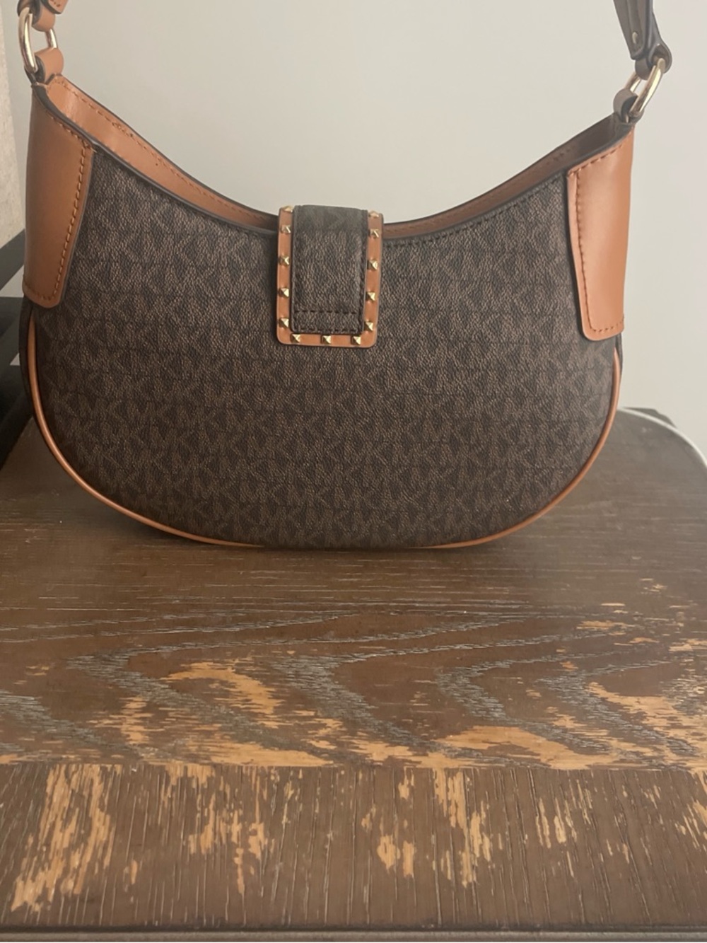 Michael Kors Brown Monogram Hobo with Tan Trim and Gold Hardware - Picture 2 of 3